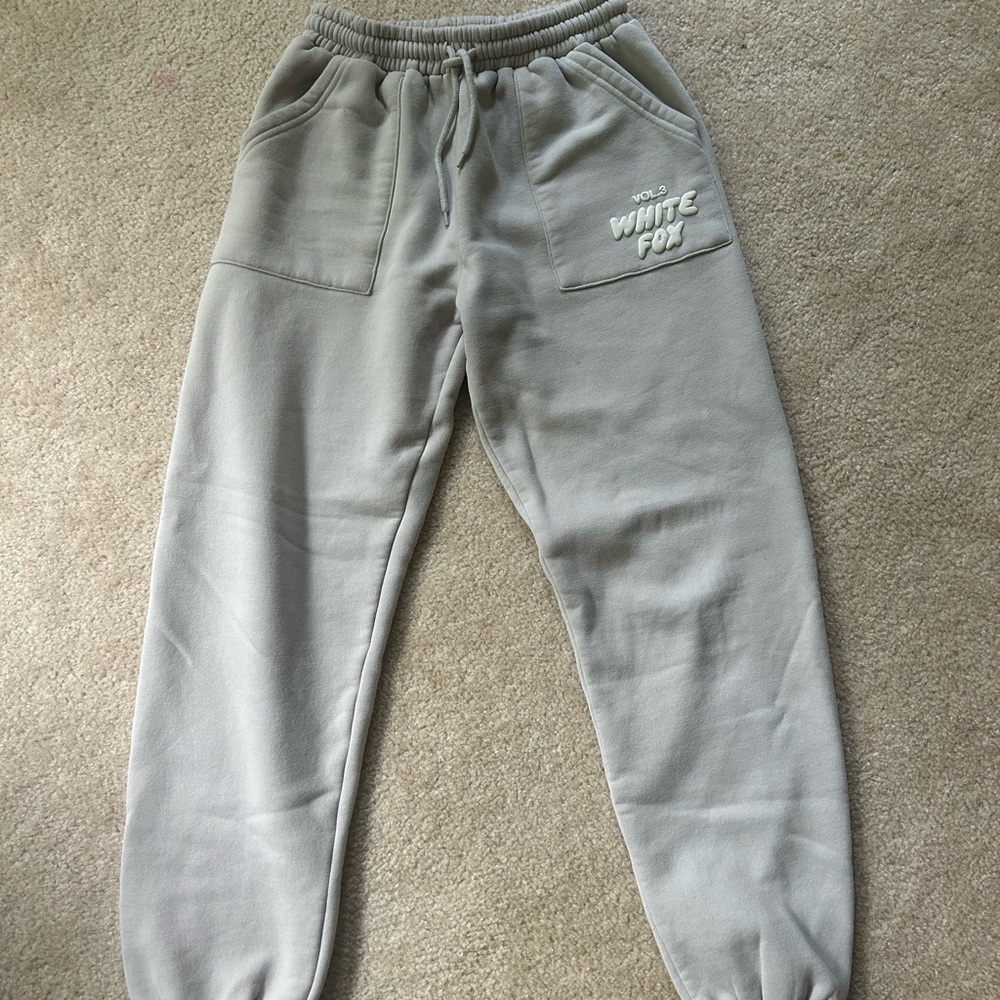 White Fox Sweatpants- Moon